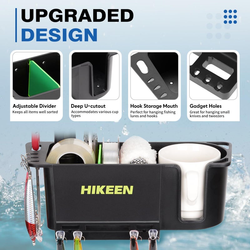Hikeen Boat Caddy Organizer, Boat Cup Holder, Multifunctional Boat Storage Organizer Universal Fit for Boat, Kayak, Pontoon, Bass Boat, Jon Boat - Fishing Tool Holder, Boat Fishing Accessories ( 1Pack ) - Image 4