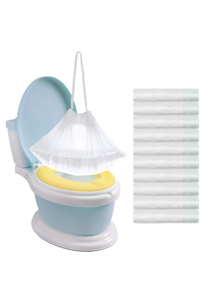 SYOSI 100Pcs Portable Potty Chair Liners with Drawstring Potty Bags Disposable, Travel Universal Toilet Seat Cleaning Bag for Kids Toddlers Outdoors  - Image 1