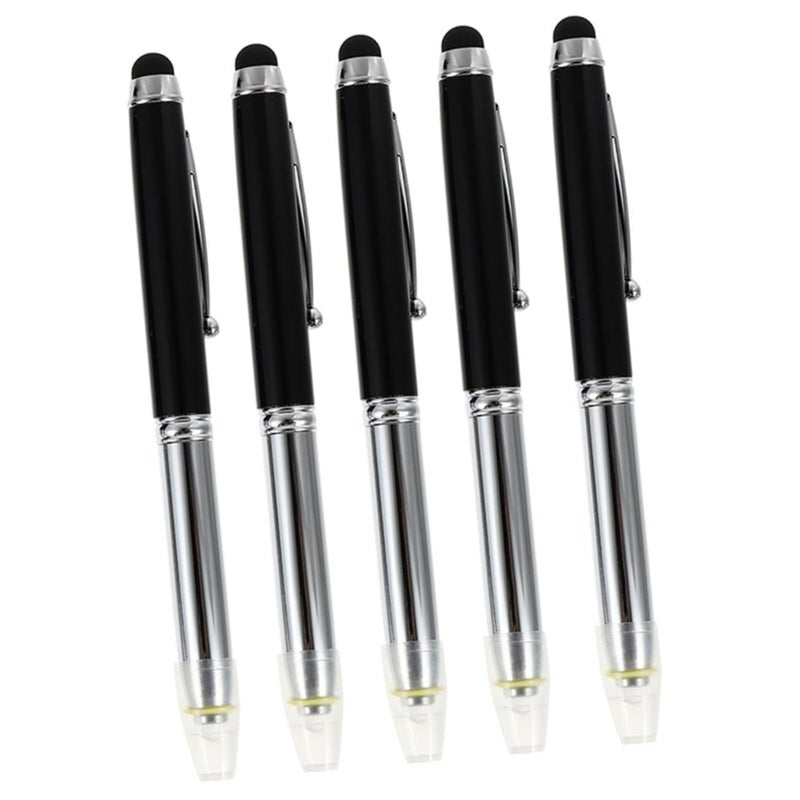 Multi Function 5 in 1 Stylus Pen with LED Light for Tablet Smartphone Note Taking Drawing - Image 2