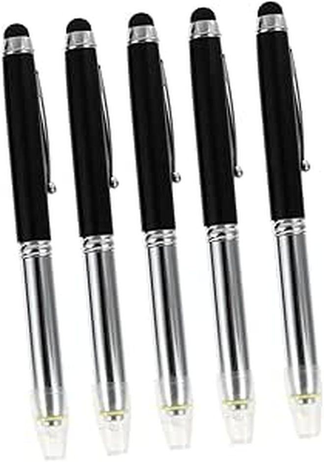 Multi Function 5 in 1 Stylus Pen with LED Light for Tablet Smartphone Note Taking Drawing - Image 1