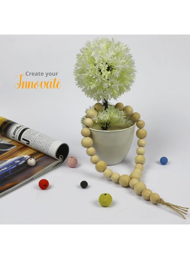 510 Pcs Wooden Beads with Jute Twine, 6 Sizes Unfinished Wood Beads for Crafts with Holes - 8, 10, 12, 14, 16, 20 mm Beads for Jewelry Making, Garland, Home/Farmhouse Decor and DIY - Image 5