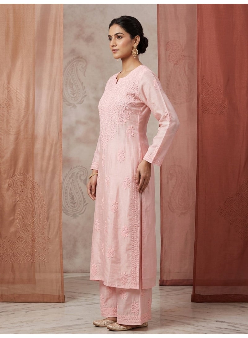 الايا مجموعة كورتا موسلين شيكانكاري المطرزة يدويًا للنساء-AL4118KS - Image 3