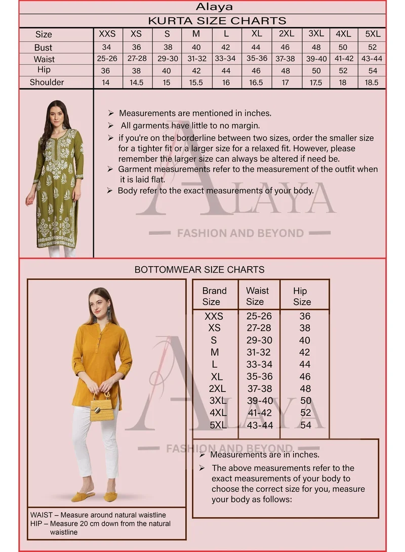 Alaya  Women Hand Embroidered Chikankari Muslin Kurta Set-AL4118KS for Women | Best Price UAE
