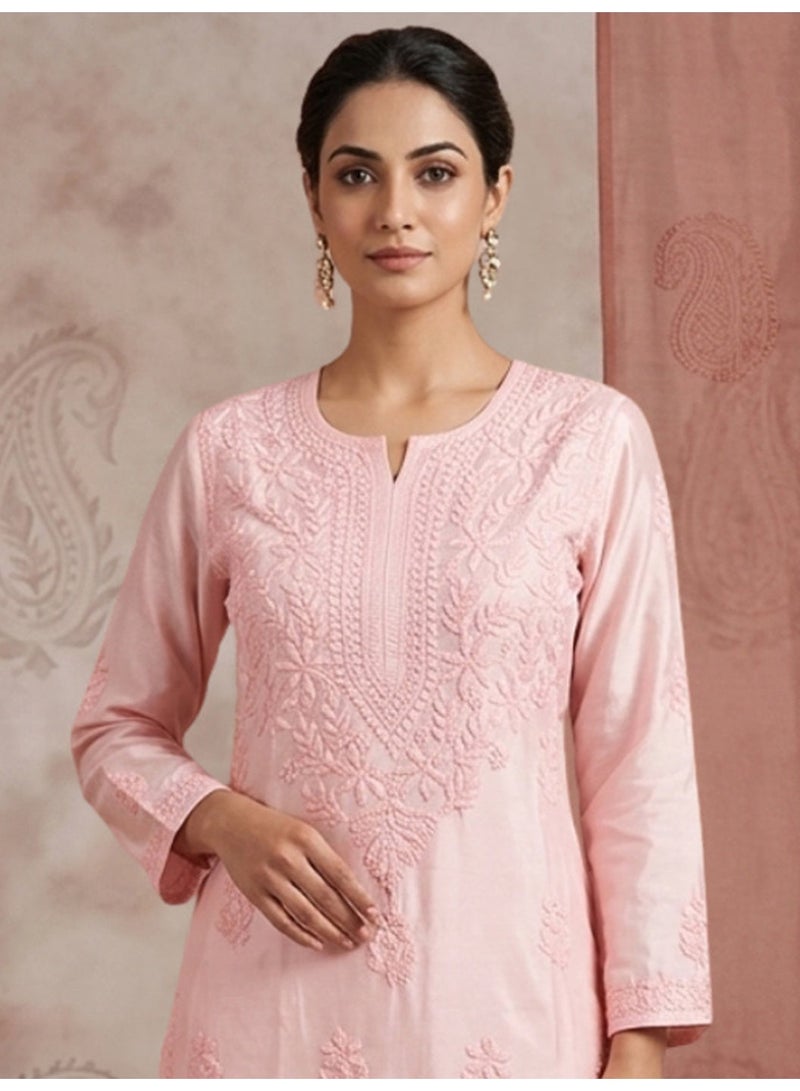 الايا مجموعة كورتا موسلين شيكانكاري المطرزة يدويًا للنساء-AL4118KS - Image 5