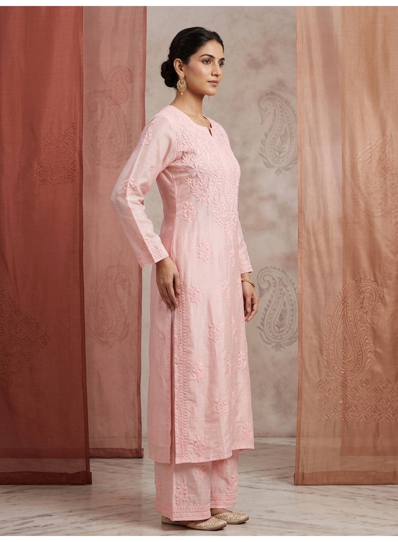 الايا مجموعة كورتا موسلين شيكانكاري المطرزة يدويًا للنساء-AL4118KS - Image 4