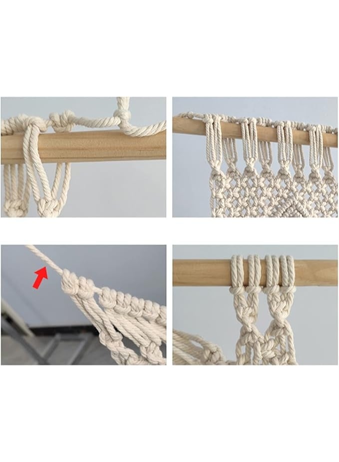 انتيكيانو مكرمية جدارية – ديكور يدوي من القطن – المقاس 43×39 بوصة (110×100 سم) - Image 2