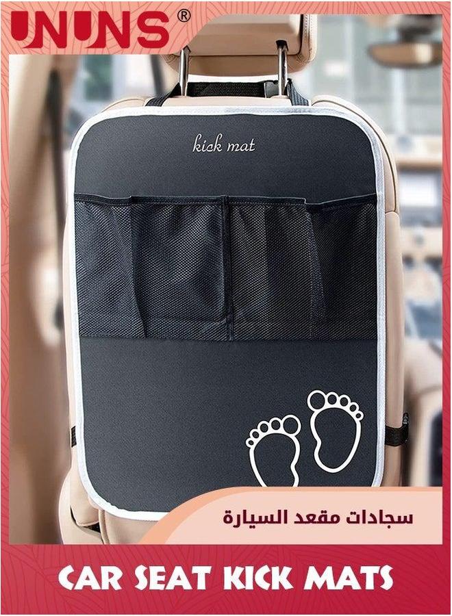UNUNS Kick Mat For Car,2 Pack Auto Seat Back Protectors With Adjustable Strap And 2 Mesh Pockets,Waterproof Organizer Mat,Car Mats Kids From Scratches Dirt Mud  - Image 2