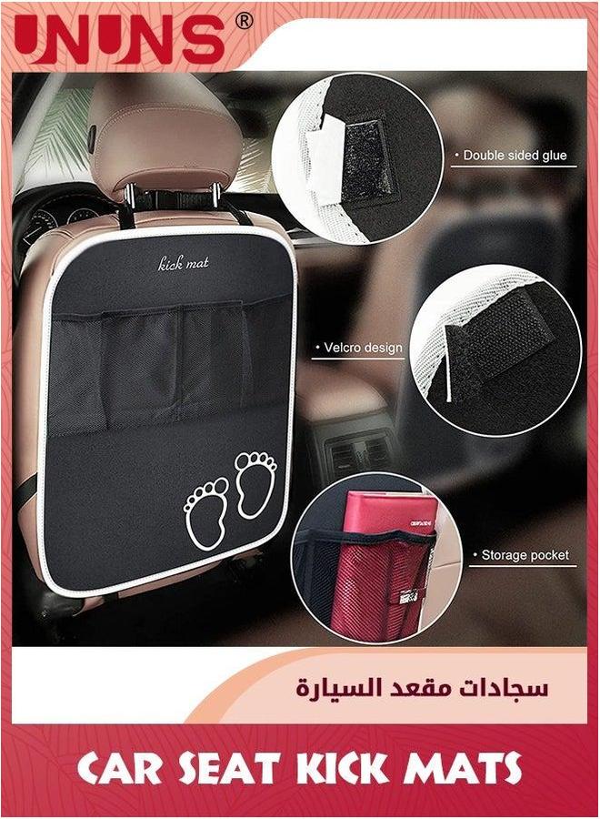 UNUNS Kick Mat For Car,2 Pack Auto Seat Back Protectors With Adjustable Strap And 2 Mesh Pockets,Waterproof Organizer Mat,Car Mats Kids From Scratches Dirt Mud  - Image 3