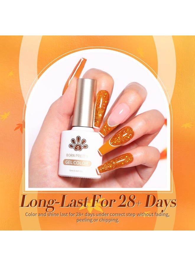 Born Pretty Fall Winter Gel Nail Polish Cozy Campfire Autumn Gel Polish Set Red Caramel Orange Brown Pumpkin Gel Nail Kit Nail Art Manicure Collection Christmas Gift 6PCS 7ML - Image 3