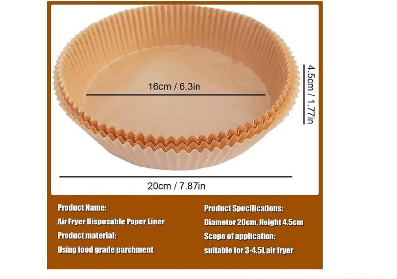Air Fryer Disposable Paper Liner, Air Fryer Liners, Non-stick Parchment Paper Pads Oil Resistant, Waterproof, Food Grade Baking Paper for Roasting Microwave (20cm) (50) - Image 2
