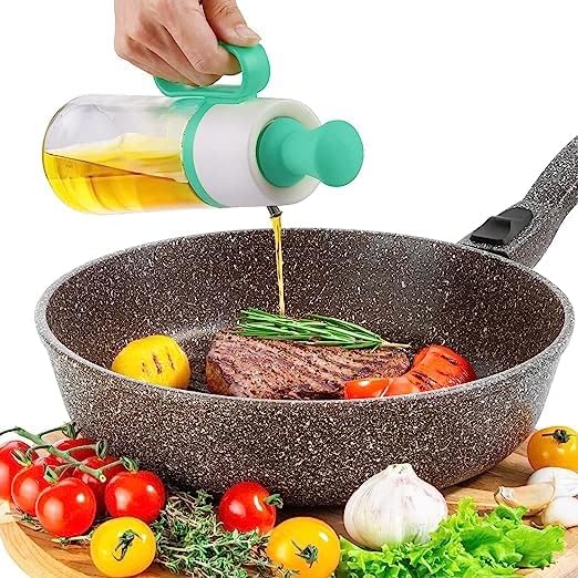Trendegic 2 in 1 Transparent oil vinegar dispenser with Silicone Oil Dropper Nozzle for Kitchen Cooking Baking Roasting Salad Refillable Olive Sprayer 1 PC Blue - Image 2