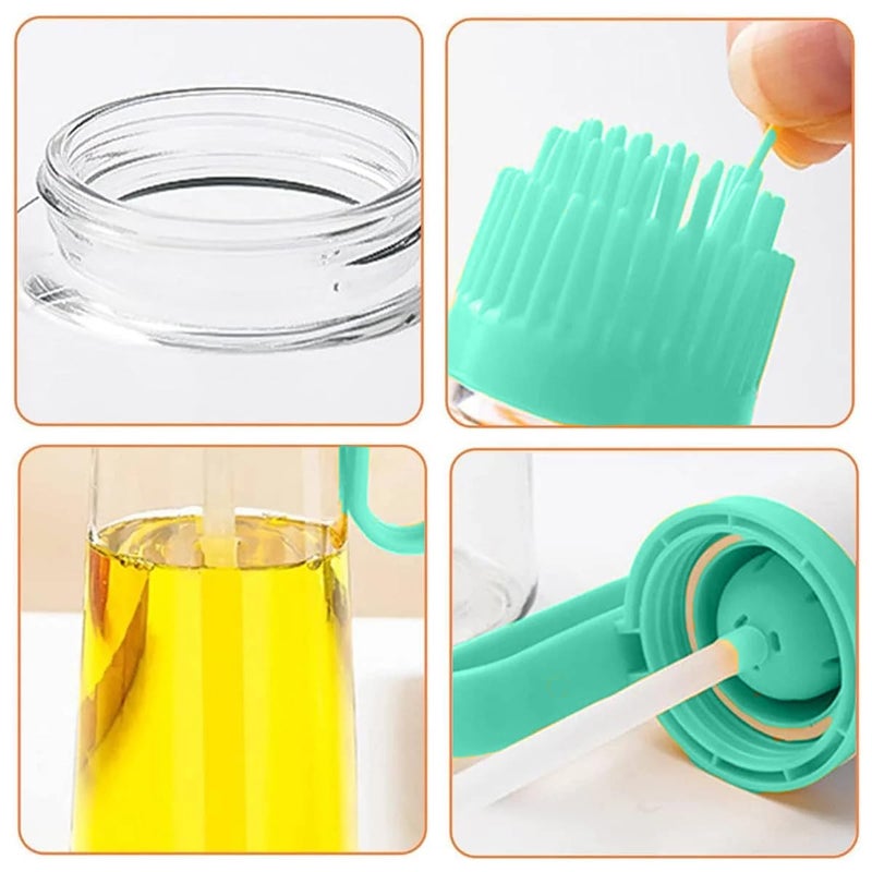 Trendegic 2 in 1 Transparent oil vinegar dispenser with Silicone Oil Dropper Nozzle for Kitchen Cooking Baking Roasting Salad Refillable Olive Sprayer 1 PC Blue - Image 3