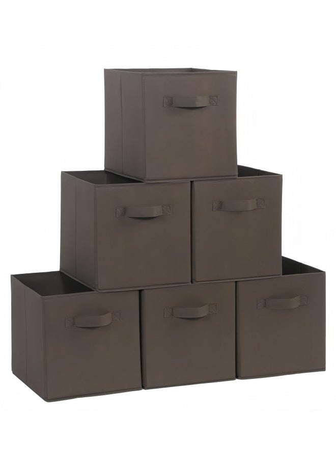 GGEROU 6Pcs Organizer Box Storage, Foldable Fabric Cloth Shelf Organizers Box With Handles, Bins Storage Organizer for Closet,Shelves,Office Dark Grey  - Image 1