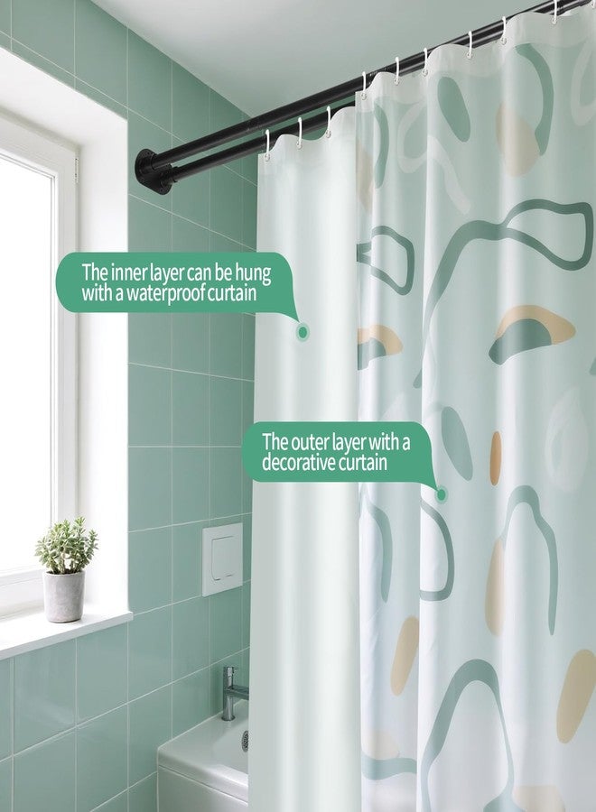 Anndason Double Shower Curtain Rod 28 to 75 Inches Elegant Double Shower Rod Adjustable Wall Mounted Double Shower Curtain Pole for Bathroom (Black, 28 to 75") - Image 2