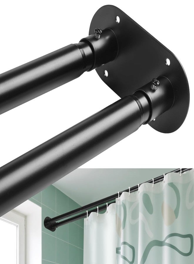 Anndason Double Shower Curtain Rod 28 to 75 Inches Elegant Double Shower Rod Adjustable Wall Mounted Double Shower Curtain Pole for Bathroom (Black, 28 to 75") - Image 1
