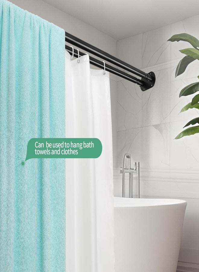 Anndason Double Shower Curtain Rod 28 to 75 Inches Elegant Double Shower Rod Adjustable Wall Mounted Double Shower Curtain Pole for Bathroom (Black, 28 to 75") - Image 3