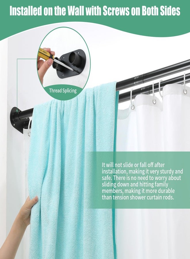 Anndason Double Shower Curtain Rod 28 to 75 Inches Elegant Double Shower Rod Adjustable Wall Mounted Double Shower Curtain Pole for Bathroom (Black, 28 to 75") - Image 4