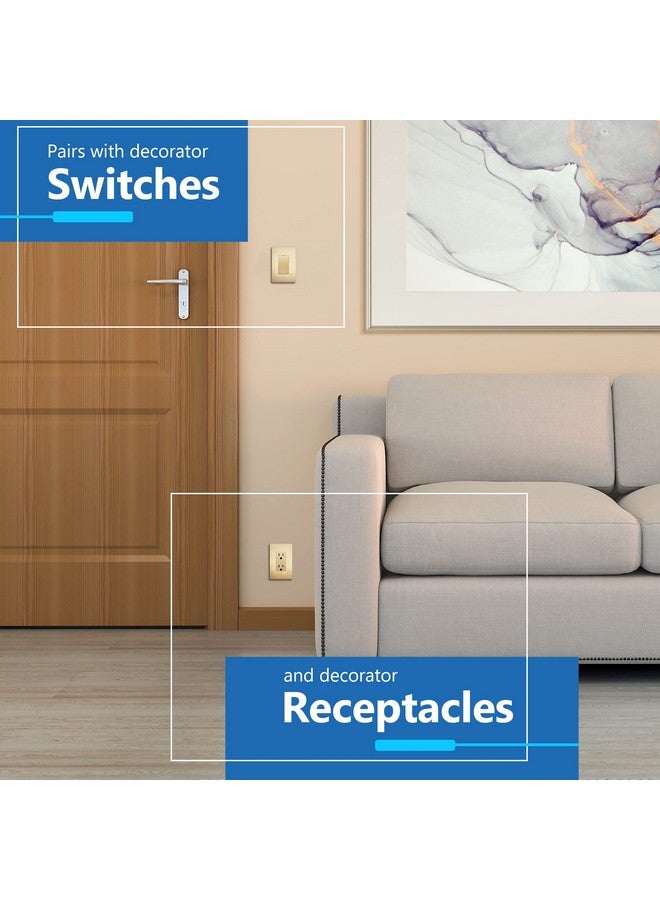 LIDER Brushed Finish Decorator Switch Cover, Screwless Wall Plate, Mid-Size 1-Gang 4.88" x 3.11", Unbreakable Polycarbonate Thermoplastic, UL Listed, LSWP-31M-BGD, Brushed Gold - Image 4