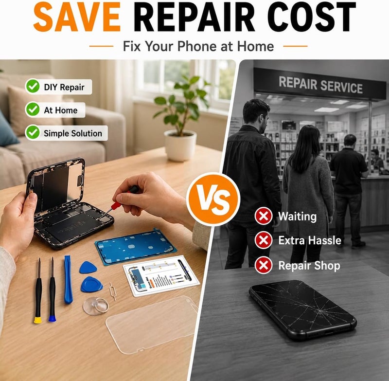 LMQ iPhone XR Screen Replacement Kit with Repair Tools and Tempered Glass - Image 3