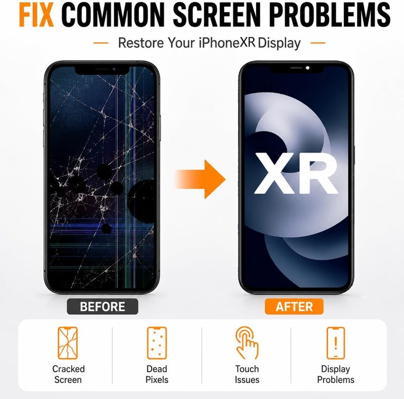 LMQ iPhone XR Screen Replacement Kit with Repair Tools and Tempered Glass - Image 5