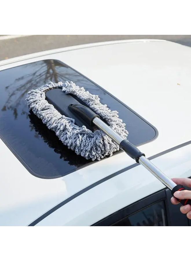 2 Pcs Gray Car Brushes Set Microfiber Duster Extendable Handle For Interior Exterior Cleaning - Image 2