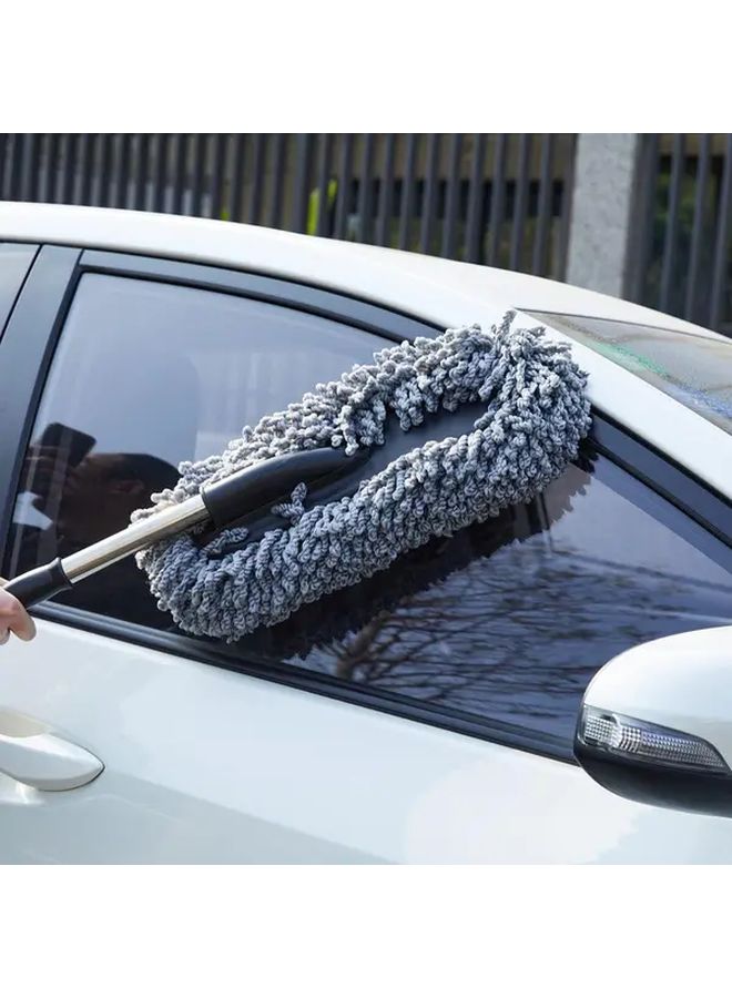 2 Pcs Gray Car Brushes Set Microfiber Duster Extendable Handle For Interior Exterior Cleaning - Image 1