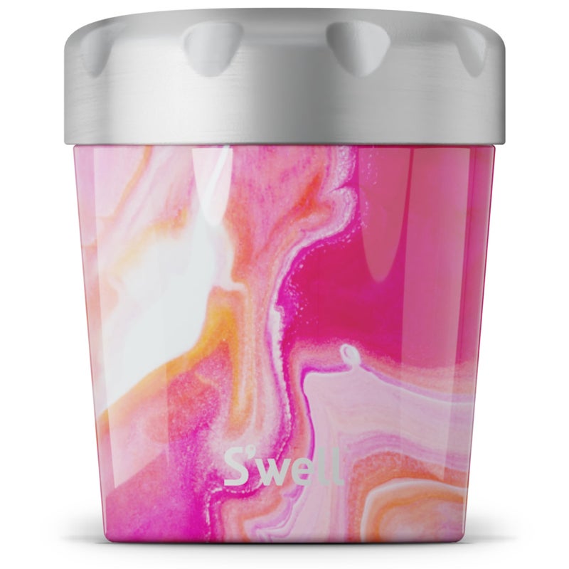S'well Swell Stainless Steel Ice Cream Chiller 16oz Rose Agate Triple Layered Vacuum Insulated Container Keeps Ice Cream Frozen For Up To Four Hours BPA Free
