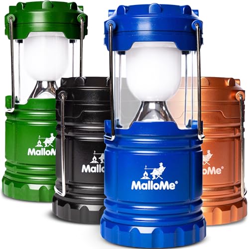 MalloMe Camping Lantern Multicolor 4 Pack Lanterns for Power Outages Camping Lights for Tent Hanging Camp Light Tent Lamp Emergency Battery Powered LED Lantern Rechargeable Batteries Not Included - Image 1
