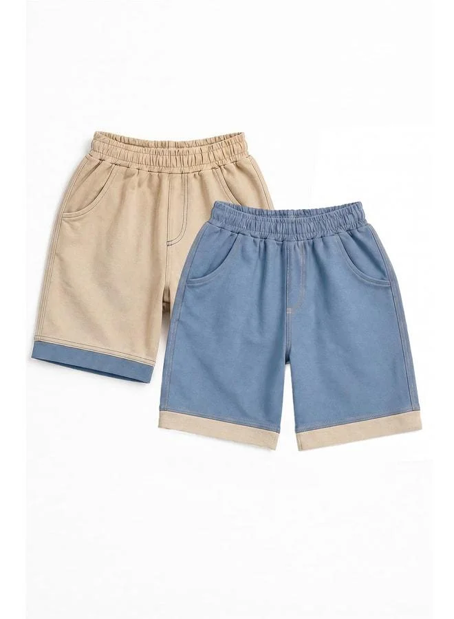 Perendi Boy's 2-Piece Color Block Shorts.