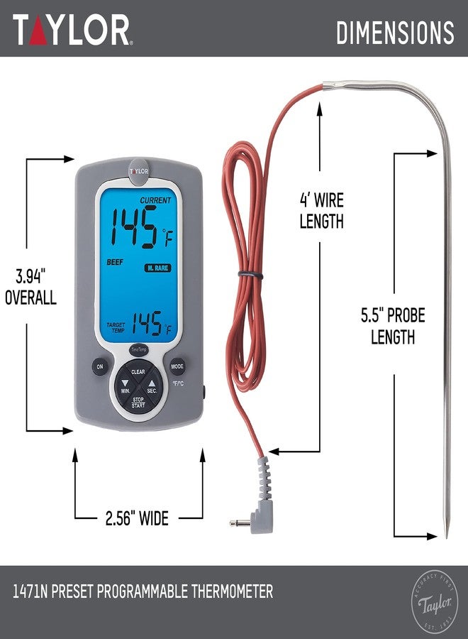 Taylor Instant Read Wired Probe Digital Meat Food Grill BBQ Cooking Kitchen Thermometer White - Image 2
