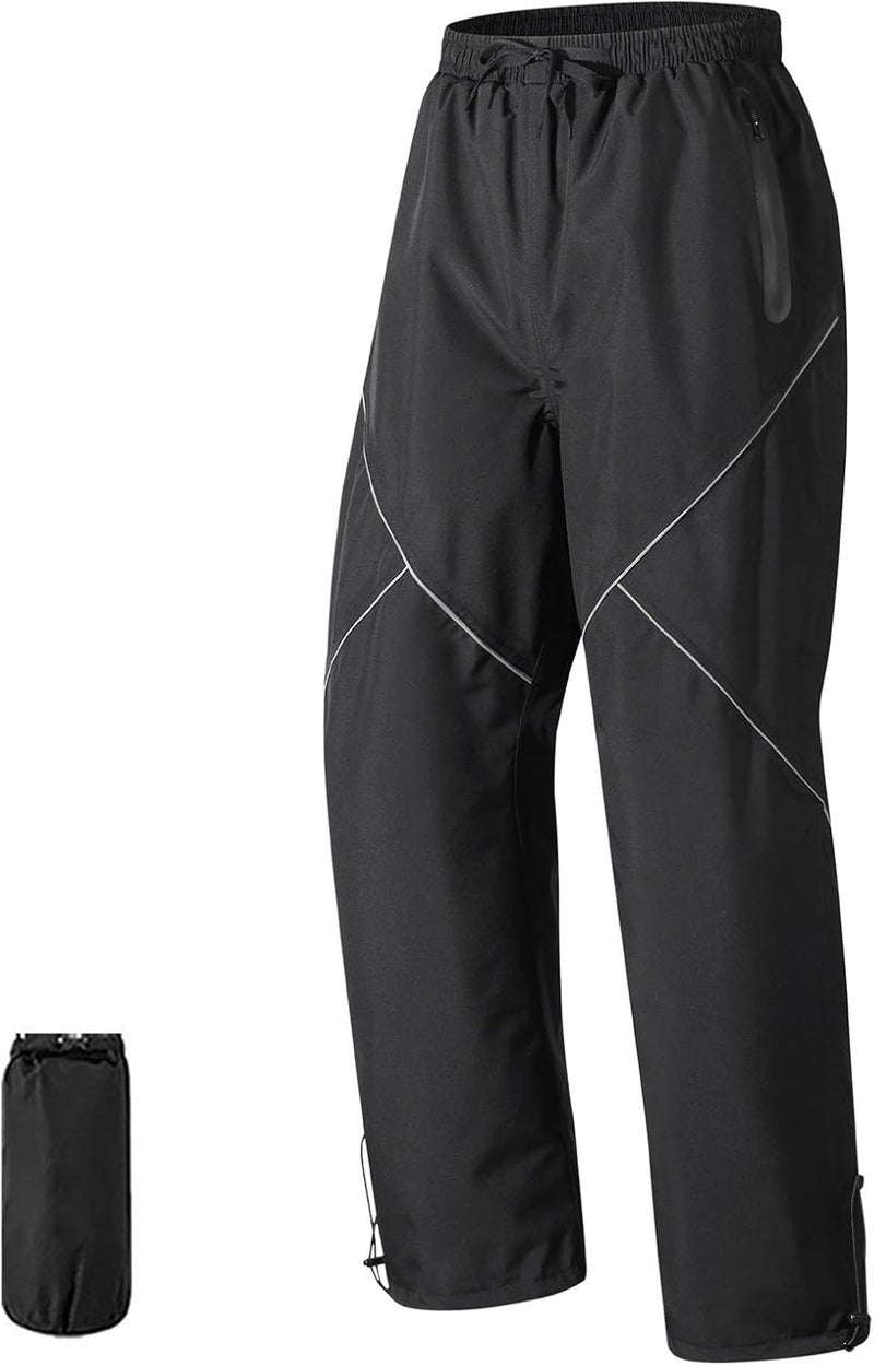 Rain Pants, Waterproof Windproof Reflective Motorcycle Pants Lightweight Mesh Liner Quick Wear Off for Riders Hikers Campers Cyclists Outdoor Adventures - Image 1
