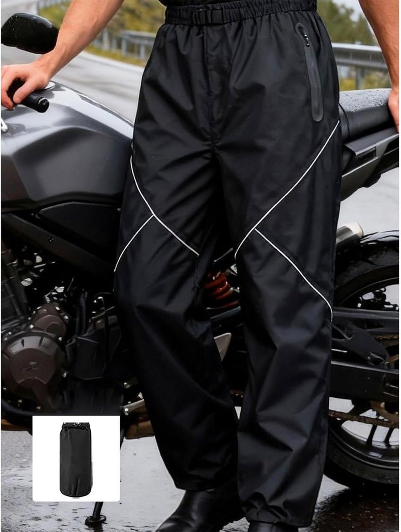 Rain Pants, Waterproof Windproof Reflective Motorcycle Pants Lightweight Mesh Liner Quick Wear Off for Riders Hikers Campers Cyclists Outdoor Adventures - Image 2