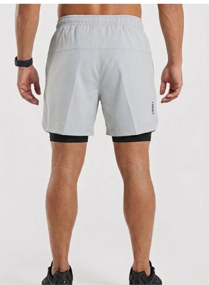Prima Ace Men’s 2 in 1 Running Shorts Quick Dry for Gym Workout Grey