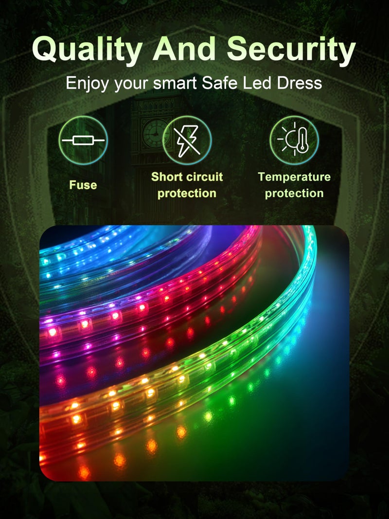 UPORPOR فساتين الأميرة للفتيات بأضواء RGB ومزامنة الموسيقى زي الهالوين مع التحكم في التطبيق عن بعد، ملابس تنكرية للفتيات مع جناح وإكسسوارات، فستان الجنية الأخضر، ثوب الأميرة الكرة للأطفال - Image 4