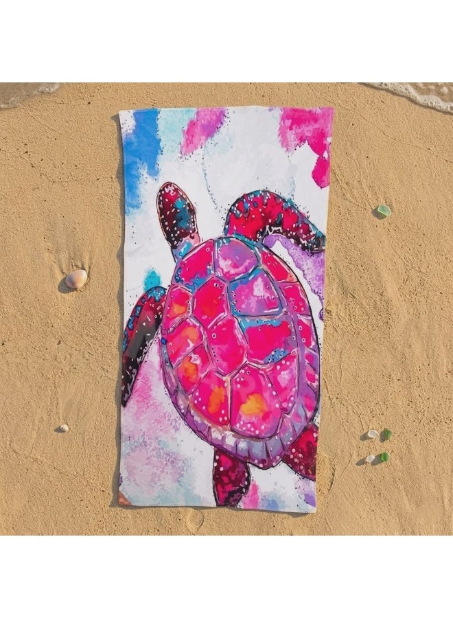 Large Beach Towel (140*70cm) Absorption Material, Various Designs (Turtle) - Image 1