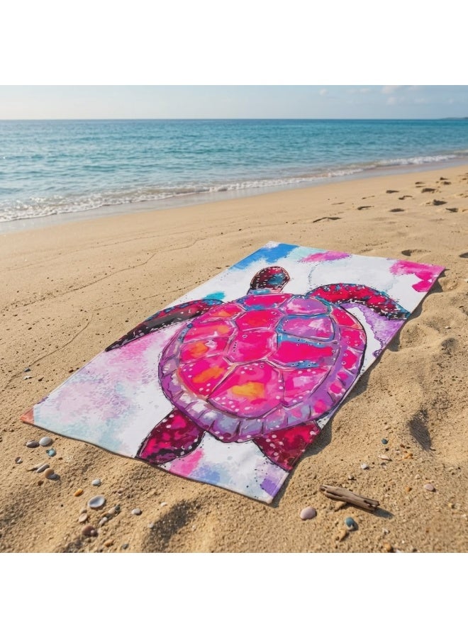 Large Beach Towel (140*70cm) Absorption Material, Various Designs (Turtle) - Image 2