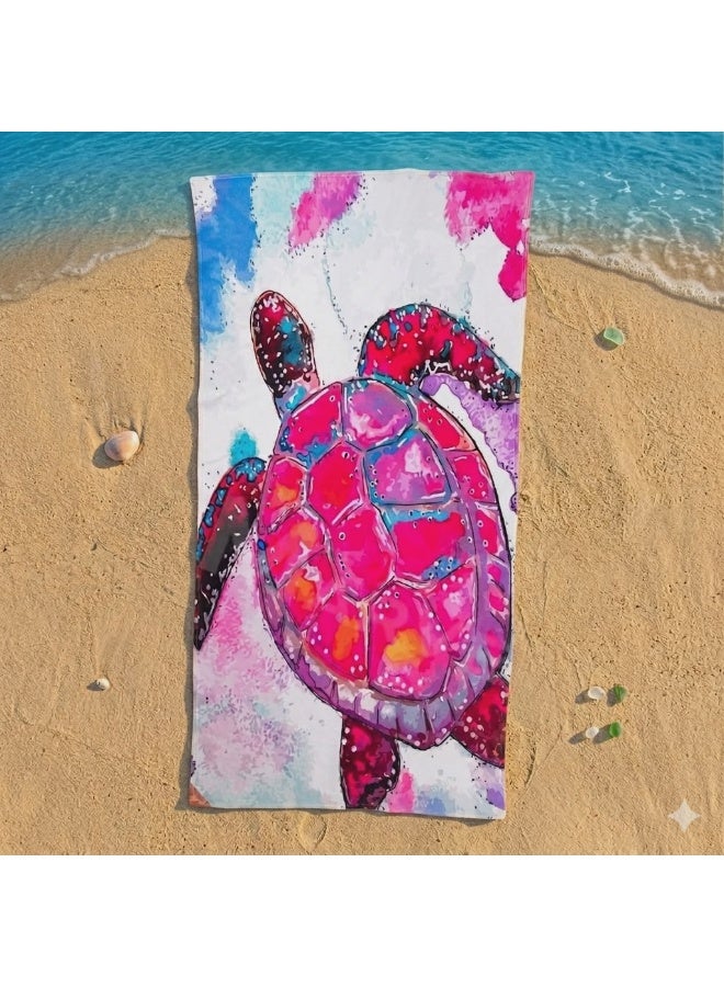 Large Beach Towel (140*70cm) Absorption Material, Various Designs (Turtle) - Image 3