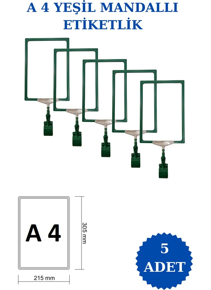 İstanbul Manken Istanbul Model 5 Pieces A4 Latch Shelf Tag Basket Tag Framed Label Holder Donkey Hanger Tag