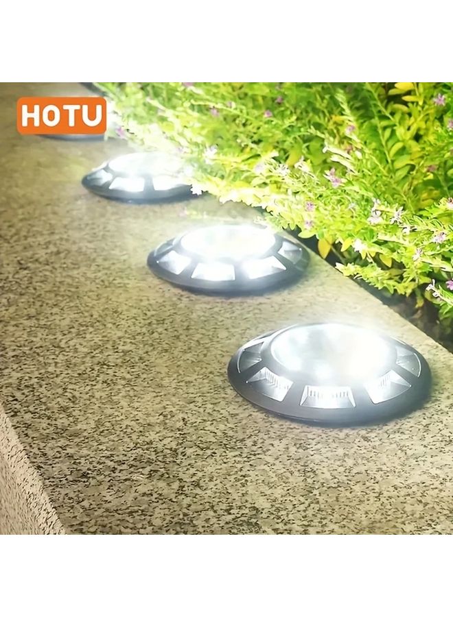 4 قطع 8 لمبة إضاءة أرضية تعمل بالطاقة الشمسية للحدائق والمسارات الخارجية والفناء بإضاءة دافئة - Image 2