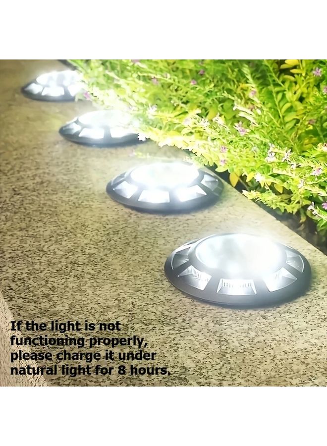 4 قطع 8 لمبة إضاءة أرضية تعمل بالطاقة الشمسية للحدائق والمسارات الخارجية والفناء بإضاءة دافئة - Image 5