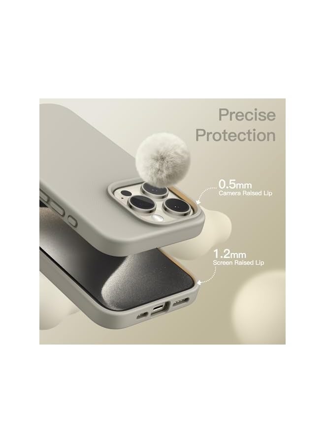 Jetech Silicone Case for iPhone 15 Pro Max 6.7-Inch, Silky-Soft Touch Full-Body Protective Phone Case, Shockproof Cover (Natural Titanium) - Image 5