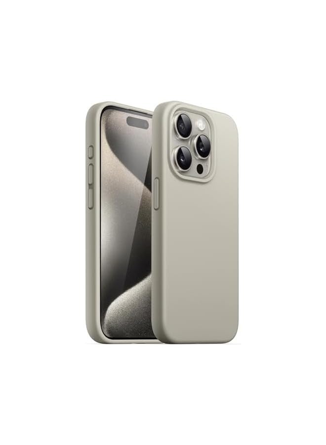 Jetech Silicone Case for iPhone 15 Pro Max 6.7-Inch, Silky-Soft Touch Full-Body Protective Phone Case, Shockproof Cover (Natural Titanium) - Image 1