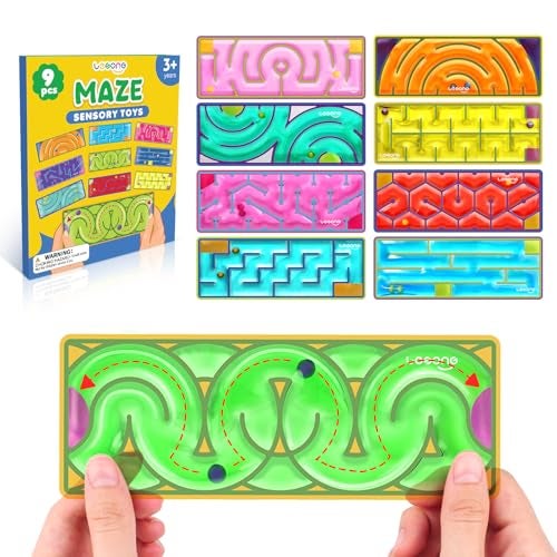 LESONG Sensory Fidget Toys for Kids 9 Pack Squishy GelFilled Sensory Maze for Autism Calming Fidgets Bulk for Classroom Calm Down Corner School Prizes Travel Toys for Car Road Trip Airplane - Image 1