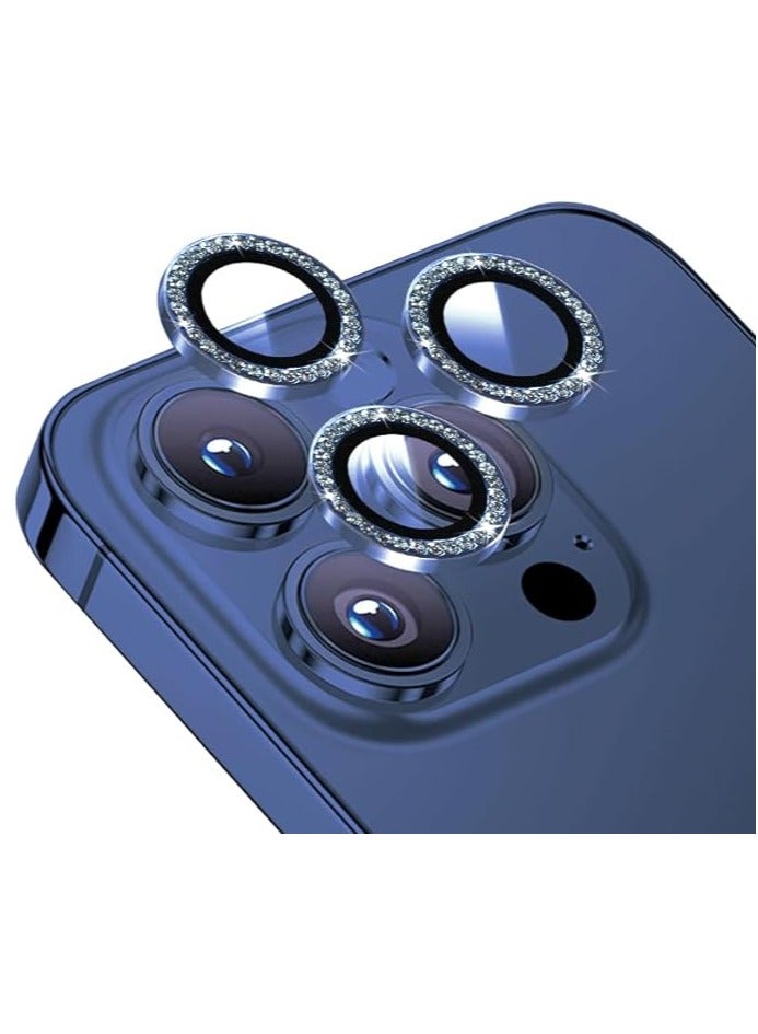 Vitacelli Camera Lens Protector Compatible for iPhone 14 Pro/iPhone 14 Pro Max, [Anti-Scratch] Premium Tempered Glass Film Aluminum Alloy Lens Ring Cover – BLUE DIAMOND  - Image 1