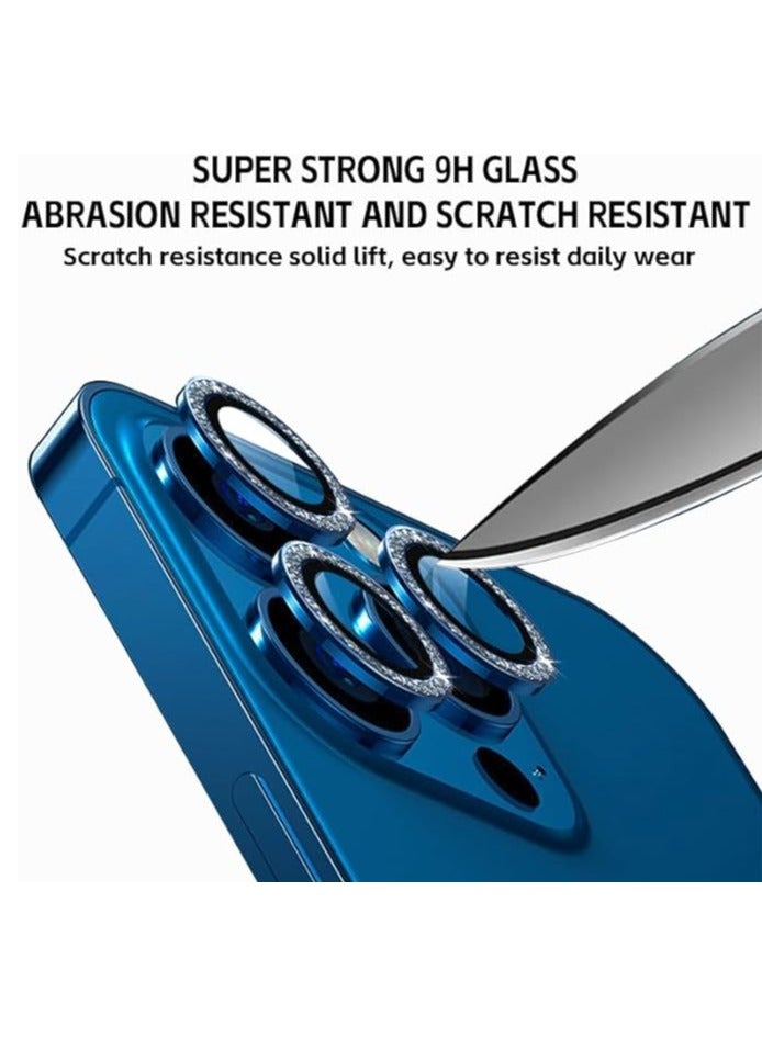 Vitacelli Camera Lens Protector Compatible for iPhone 14 Pro/iPhone 14 Pro Max, [Anti-Scratch] Premium Tempered Glass Film Aluminum Alloy Lens Ring Cover – BLUE DIAMOND  - Image 3