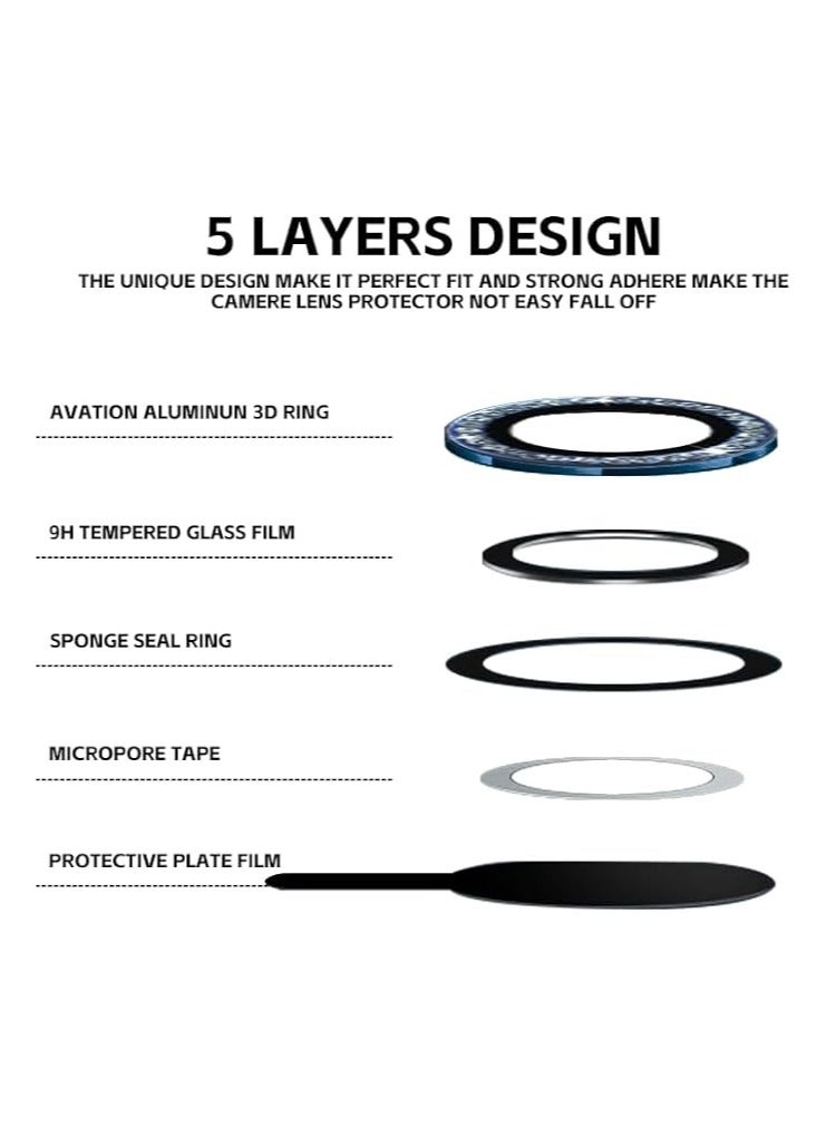 Vitacelli Camera Lens Protector Compatible for iPhone 14 Pro/iPhone 14 Pro Max, [Anti-Scratch] Premium Tempered Glass Film Aluminum Alloy Lens Ring Cover – BLUE DIAMOND  - Image 5
