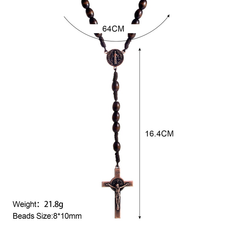 KOMI KOMI Handmade Wooden Rosary Beads Catholic Cross Necklace Olive Wood Prayer Bead Holy Catholic Rosaries for Men Catholic Or Christian Gift  - Image 5