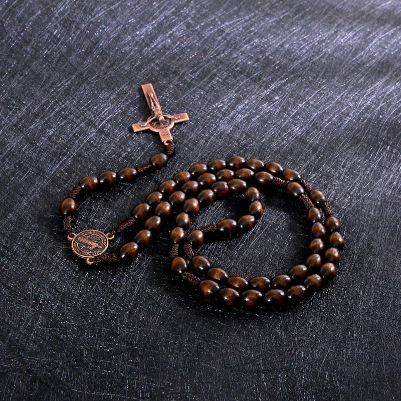 KOMI KOMI Handmade Wooden Rosary Beads Catholic Cross Necklace Olive Wood Prayer Bead Holy Catholic Rosaries for Men Catholic Or Christian Gift  - Image 4
