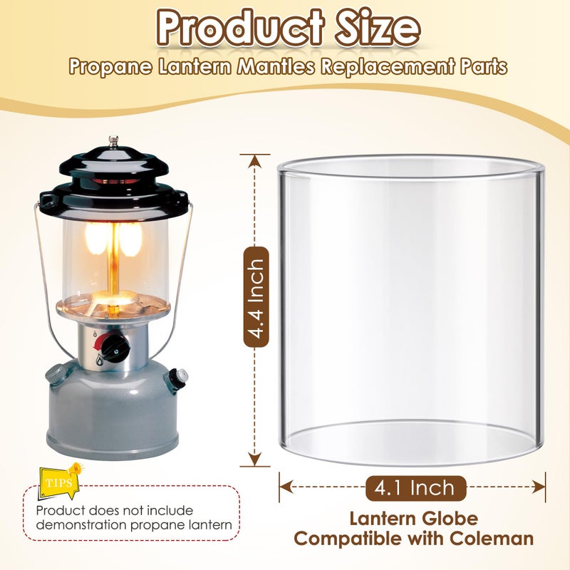 Ceoighe Propane Lantern Globe Glass Replacement Compatible with Coleman Fueled Lanterns, Standard Replacement Parts, Clear Lantern Mantles, Reusable Lantern Mantles Parts for Outdoor Camping Lantern - Image 2