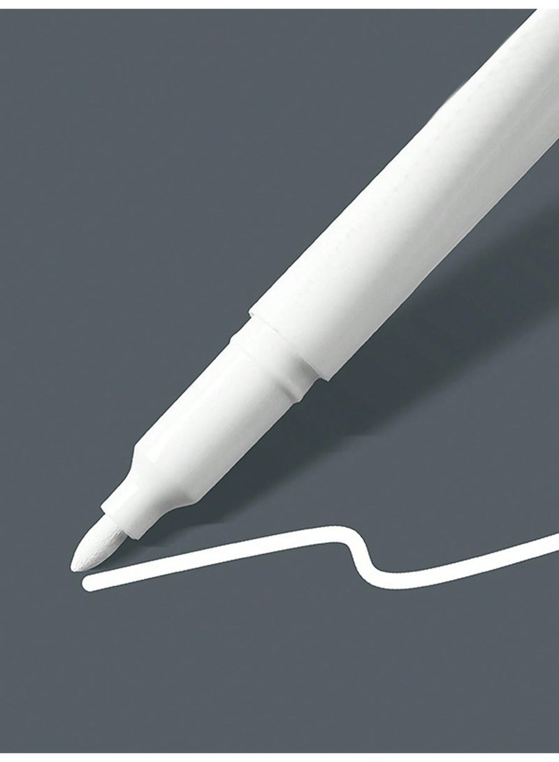 12pcs White Permanent Marker Pens – Waterproof, Oil-Based, Quick-Dry, Fade-Resistant Broad Tip for Wood, Glass, Metal, Ceramics, Fabric & DIY Art | Ideal for Graffiti, Greeting Cards, School & Creative Gifts - Image 3